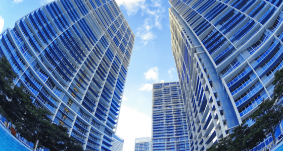 Panoramic view of waterfront Condos