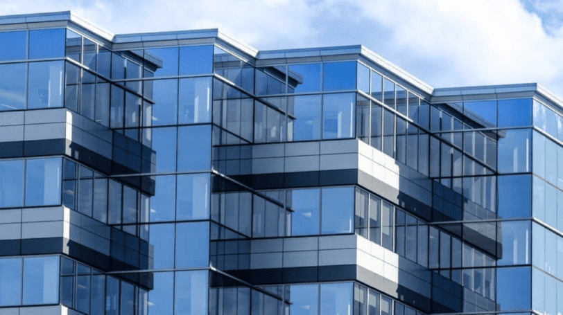 Modern Building With Sleek Blue Windows