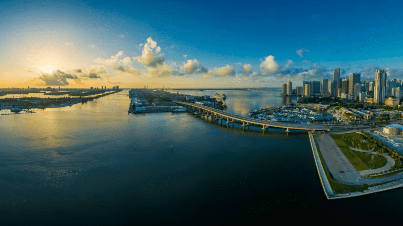 Aerial View Of Biscayne Bay In The Morning
