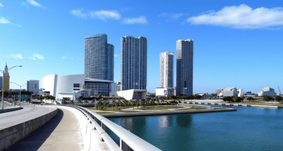 The four sisters and the Arena, in downtown Miami
