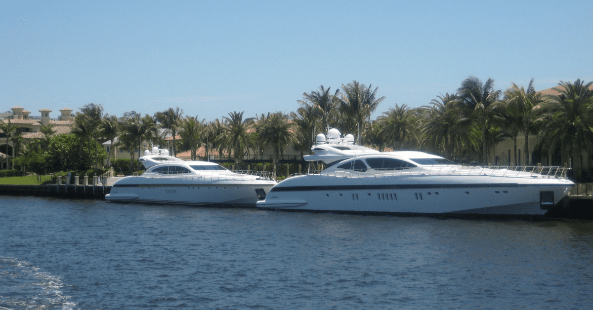 Mega-yachts Moored In A Residential Canal In Fort Lauderdale