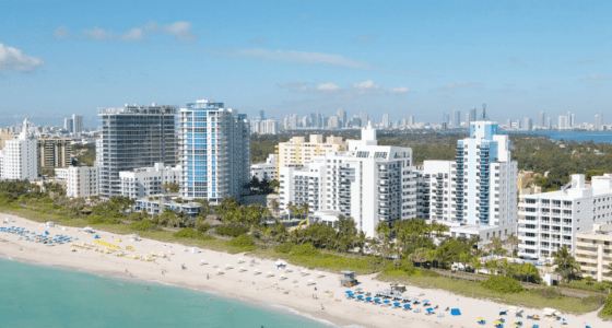 Aerial view of the Faena District, in Miami Beach