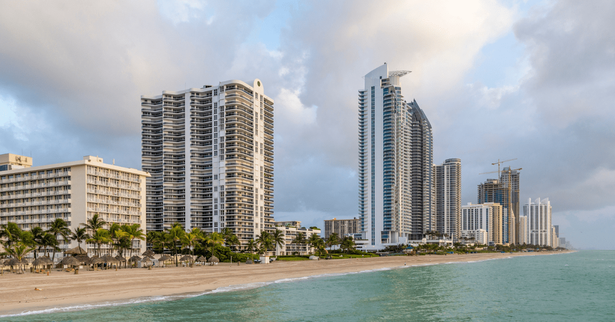 View Of Luxury Oceanfront High Rises In Sunny Isles