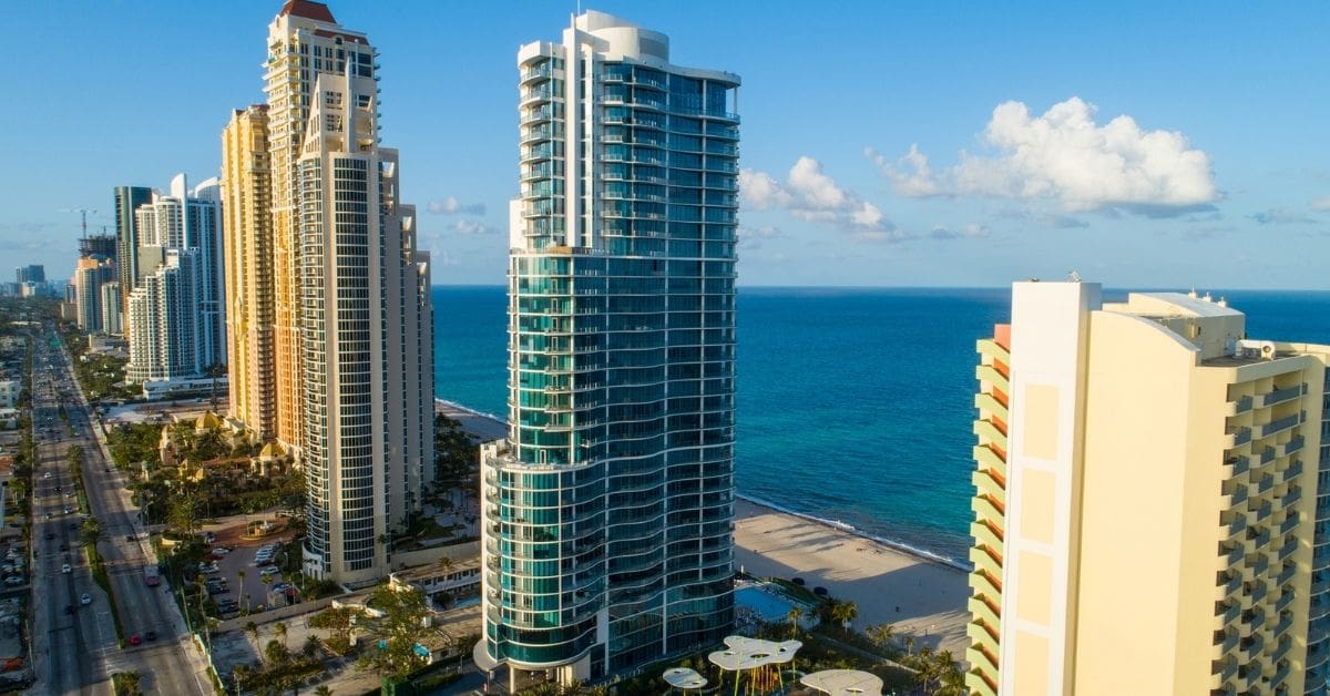 Drove View Of Luxury Oceanfront High Rises, In Sunny Isles